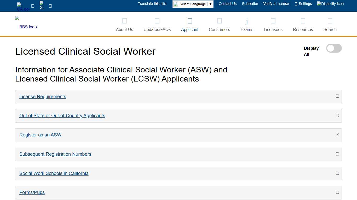 Licensed Clinical Social Worker - Board of Behavioral Sciences