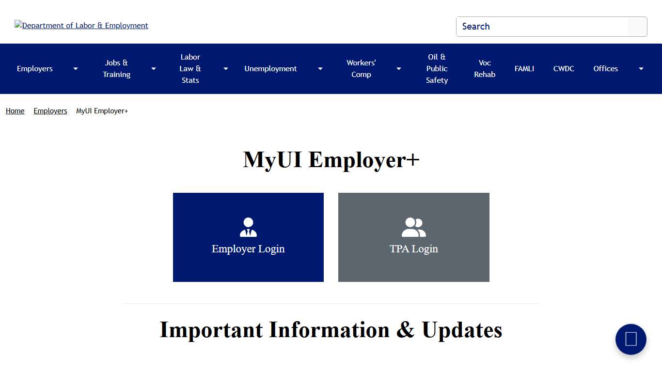 MyUI Employer+ Department of Labor & Employment